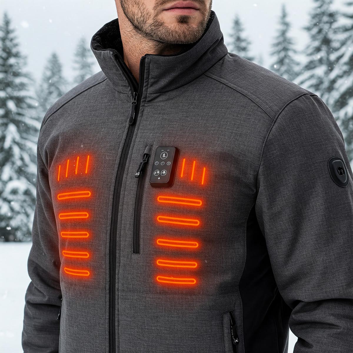 A top rated men's heated jacket, perfect for staying warm in cold weather.
