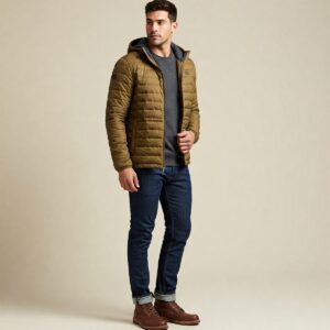 Versatile 32 Degrees Heat men's jacket shown as part of a layered outfit for added warmth.