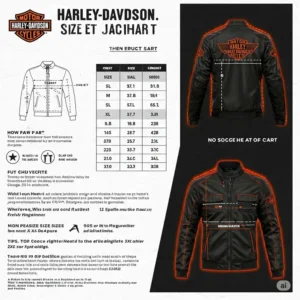 Harley-Davidson heated jacket size chart to help customers find their perfect fit.