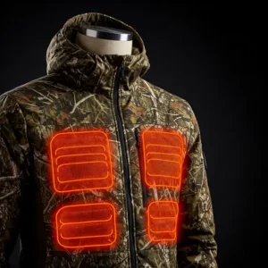 High-quality heated camo jacket showcasing its design and features.