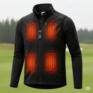 Rechargeable battery pack for your heated golf vest, ensuring long-lasting warmth on the course.
