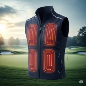 Advanced heating technology in a golf vest, providing targeted warmth for core comfort.