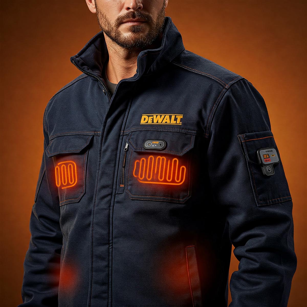 Stay warm in any weather with the Men's DeWalt Heated Jacket.
