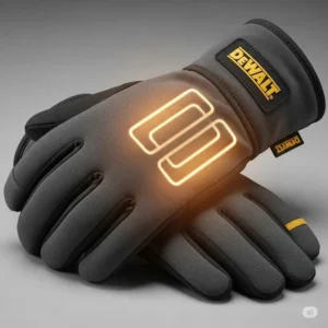 Detailed view of Dewalt heated gloves, highlighting the flexible fabric and integrated heating elements for comfort and warmth.
