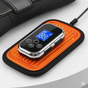 Close-up of a heat insert for gloves with its temperature control unit, illustrating adjustable warmth settings for personalized comfort.