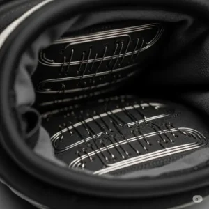 Close-up view of the internal heating elements within a high-performance heated ski glove.