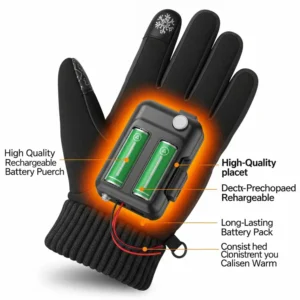 An illustration showing a heated glove liner with its discreetly placed rechargeable battery pack, highlighting the power source for long-lasting warmth provided by the best heated glove liners.
