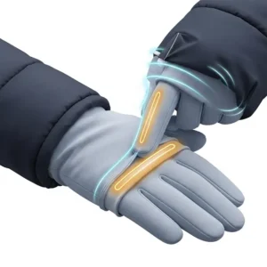 Close-up illustration highlighting the thin, lightweight design of heated glove liners, allowing them to be worn comfortably under any outer glove.