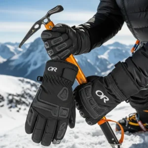 Durable OR gloves protecting hands during an outdoor adventure, ideal for cold weather and rugged conditions.