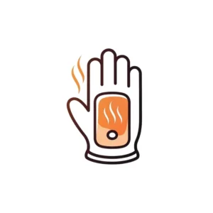  Minimalist icon representing a warm glove, symbolizing the comforting heat provided by a hand warmer inside