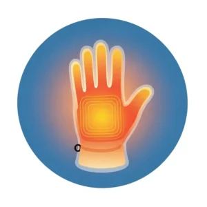 Abstract illustration of a hand feeling warm inside a glove, symbolizing the effective heat provided by glove heat inserts for cold protection.
