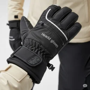 Womens heated ski gloves shown worn on a hand, highlighting fit and design.