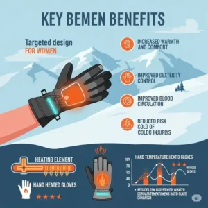 Womens heated ski gloves sizing chart for finding the perfect fit.