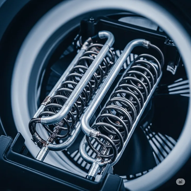 Close-up view of the durable heating element inside a fan forced electric heater, showcasing its core technology.