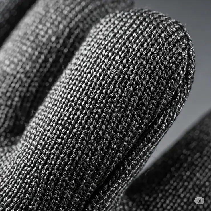 Detailed view of the advanced, heat-resistant material used in professional work gloves, highlighting its texture and insulation properties.