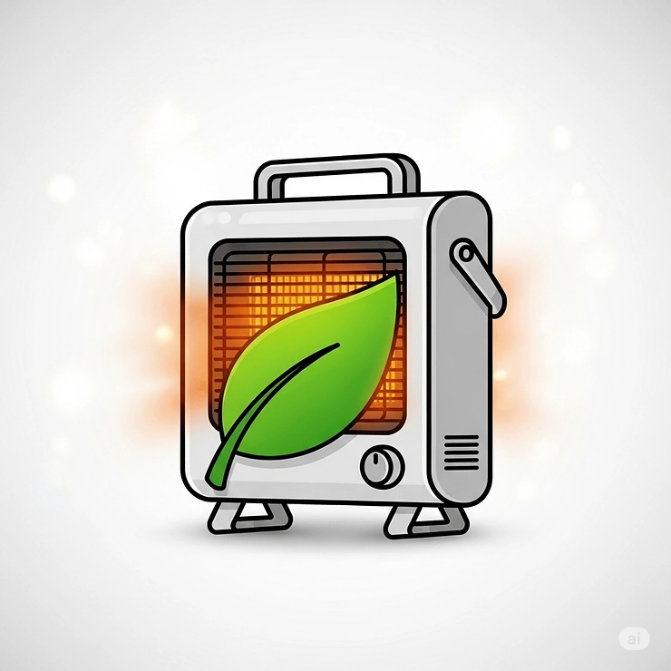 Graphic illustrating the energy efficiency benefits of modern portable pool heaters for inground pools.