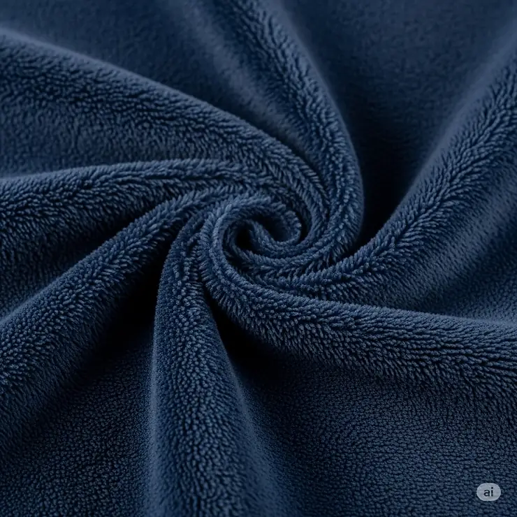 Texture shot of a plush, yet durable and waterproof, material commonly used in electric blankets for outdoors, highlighting comfort and resilience.