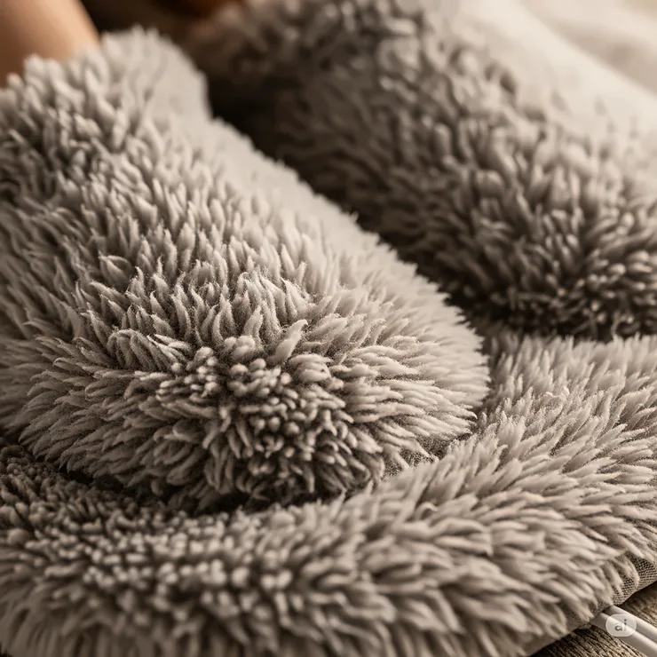 A close-up texture shot of the soft, plush material used on a foot warmer pad, highlighting its comfort.