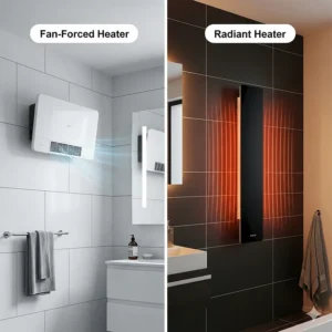 A comparison of different types of wall heaters for bathrooms, such as fan-forced and radiant models.