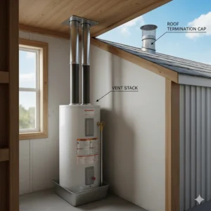 Proper venting for a gas mobile home hot water heater, crucial for safety and code compliance.