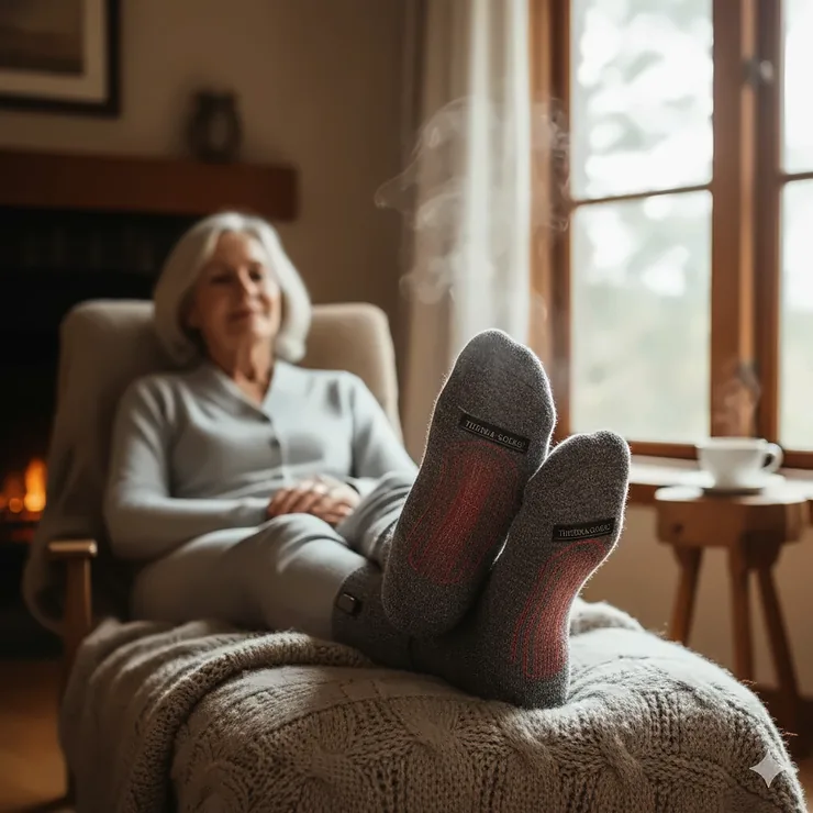 Heated socks for poor circulation providing comfortable warmth and therapeutic relief for cold feet.