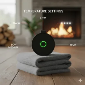 Graphic illustrating the different temperature settings (low, medium, high) available on modern heated socks for diabetic use.