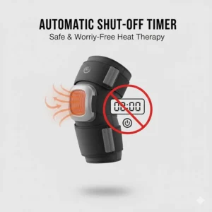 Icon-style illustration representing the automatic shut-off safety feature of a cordless knee heating pad.