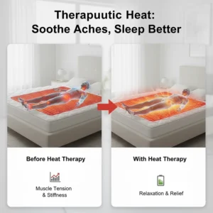 Illustration of heat distribution helping to soothe back pain and muscle tension during sleep.