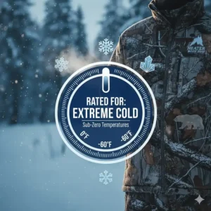 An infographic illustrating the extreme cold weather performance of the Heater Body Suit in sub-zero temperatures.