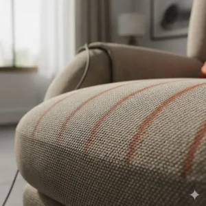 Texture close-up of the breathable, soft microfiber fabric used in the upholstery of the premium heated chair.