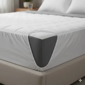 Graphic demonstrating the deep-pocket skirt fit of a Biddeford king heated pad on a thick mattress.