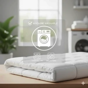An icon representing that the low EMF heated mattress pad is machine washable and easy to maintain.