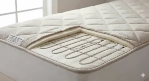 Detailed diagram of insulated internal wiring designed to prevent overheating in a mattress pad.