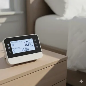 Digital controller display showing multiple heat levels and a preheat setting for a mattress pad.