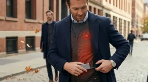 Diagram showing the strategic placement of carbon fiber heating elements in an ultra thin heated vest for layering.