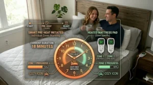 Icon representing the quick pre-heat setting on a dual-control heated mattress pad.