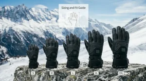 An illustrated hand measurement guide to help skiers find the perfect fit for their heated alpine skiing gloves.