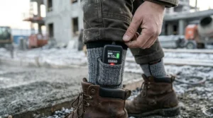 Icon representing 8 to 10 hours of battery life for men's heated socks during a full workday.