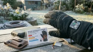 Infographic showing the estimated hours of warmth provided by the USB rechargeable battery at low, medium, and high settings.