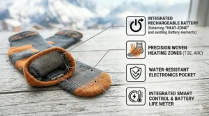 Smartphone app interface used to adjust temperature for heated socks.