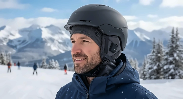 Heated ski helmet liner designed for cold weather mountain skiing
