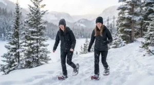 People enjoying outdoor winter sports while wearing heated and regular beanies