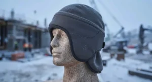 A thermal heated hard hat liner featuring extended fleece ear flaps for cold weather protection.