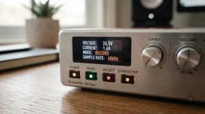 A close-up view of a digital control panel on a modern portable thermal appliance.
