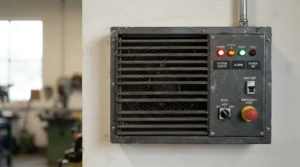 A close-up view highlighting the safety features built into the best ventless propane heater for home use.
