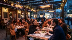 A restaurant setting highlighted in a professional bromic patio heaters review as the go-to restaurant patio heater brand.