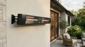 An infratech heater review analyzing the infratech ws series heater mounted on an exterior wall.