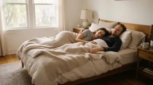 Peace of mind while two people use one heated blanket safely with an advanced dual control heated blanket for couples.