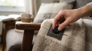 Demonstrating the rapid warmth of an electric heated blanket for arthritis pain relief with a digital controller.