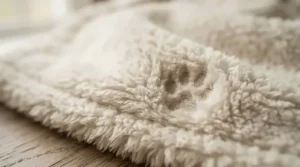 A machine washable heated blanket for dog owners highlighting durable microfiber texture resisting pet claws.